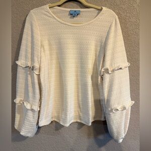 CeCe Cream Textured Long Sleeve Top